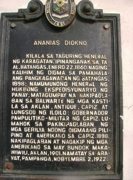 Ananias Diokno historical marker.